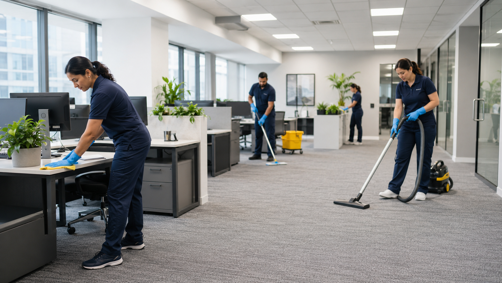 AAP Superior Services crew cleaning a commercial office in Bowling Green, KY